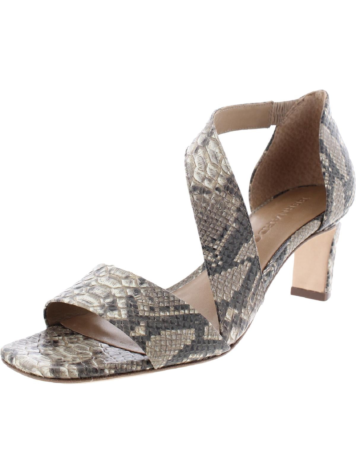 Bernardo Womens Camille Leather Snake Print Block Heel