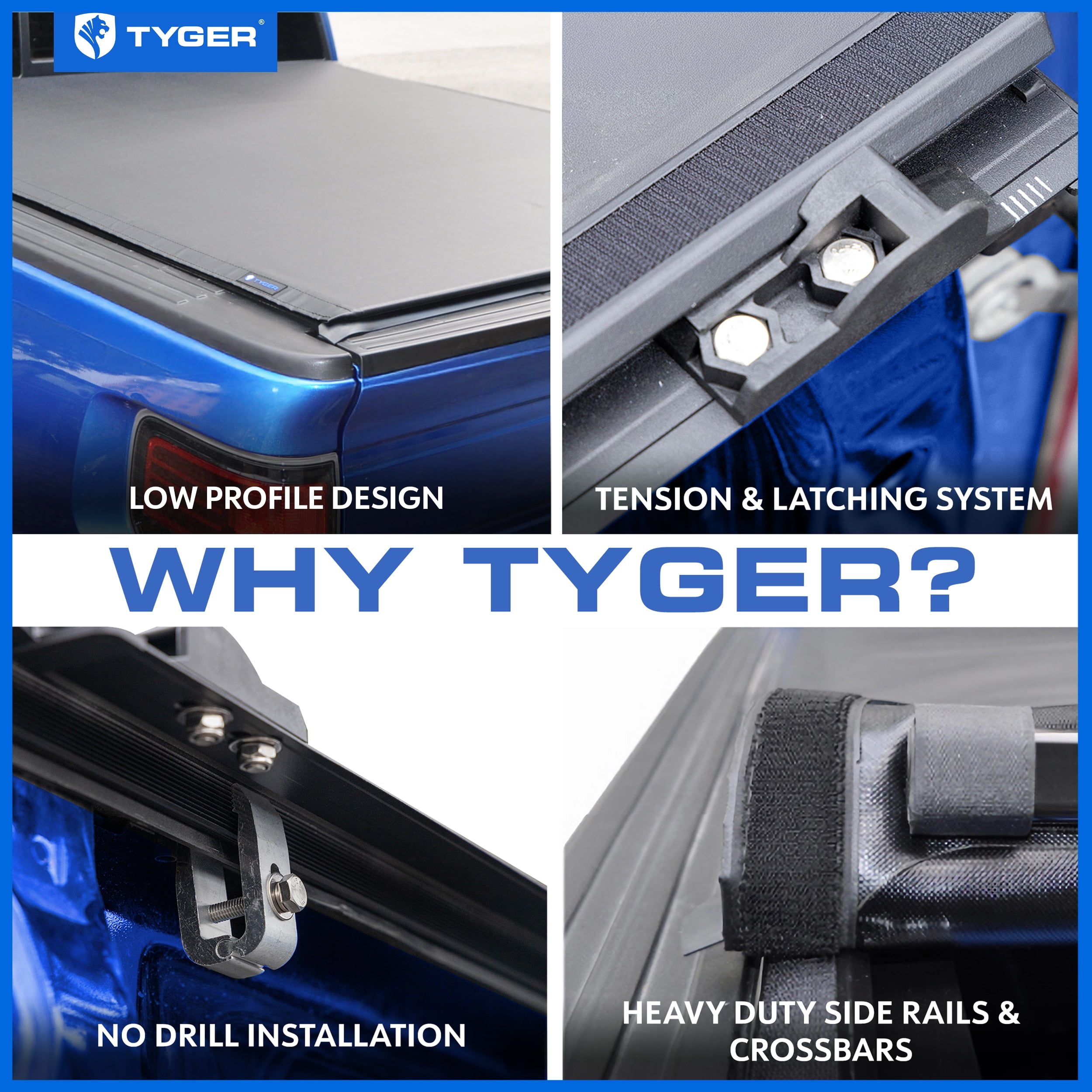 Tyger Auto T2 Low Profile Soft Roll-up Truck Bed Tonneau Cover Compatible with 2022-2026 Toyota Tundra | 5.5' (67") Bed | TG-BC2T6062
