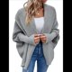 thumbnail image 3 of Suéter Tipo Cárdigan para Mujer, de Gran Tamaño, de Punto Grueso, Holgado, Cruzado, con de Murciélago y Frente Abierto Gris XL, 3 of 10