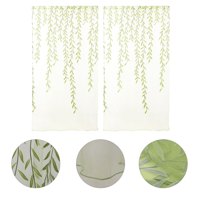 CHICHUMID Drapes for Living Room Green Tulle Window Curtain Privacy Light Filtering for Homeowners 1Pack