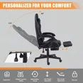 thumbnail image 5 of Dowinx Fabric Gaming Chair with Pocket Spring Cushion, Ergonomic Computer Chair with Footrest, Cloth Gamer Chair with Massage Lumbar Support and Headrest, Black, 5 of 8
