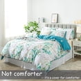 thumbnail image 2 of Duvet Cover Sets Queen Size 100% Cotton Teal Green Leaves Patterned Comforter, 2 of 9