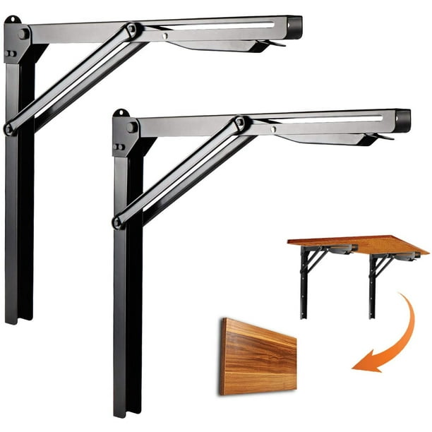 Ultrawall Soportes para estantes plegables, resistentes, de 24 pulgadas, de acero ajustable y resistente, montado en la pared, soporte para estante plegable, carga máxima de 550 libras