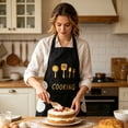 thumbnail image 3 of ZZHZGZ on Sale Kitchen Aprons with Pockets – Proof Cooking Apron with Hand Wiping Towels Adjustable Chef Aprons for & for Home Bbq Restaurant Café Use, 3 of 4