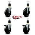 thumbnail image 2 of 5 Inch Soft Rubber Wheel Swivel 1-7/8 Inch Expanding Stem Caster Set 2 Brakes, 2 of 2