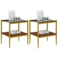 thumbnail image 4 of Set of 2 Rectangle End Tables, Gray Tempered Glass, Modern Design, 4 of 12