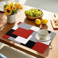 thumbnail image 2 of Red Grey Black Geometric Placemats Set of 6, Middle Century Modern Art Abstract Placemats for Dining Table, Place Mats for Kitchen Tabletop, Waterproof Wipeable Dining Table Mats Set, 2 of 9