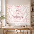 thumbnail image 5 of You Deserve Softness with Ribbons and Pearls, Calming Illustration for Aesthetic Decor Fans, Self Care Wall Decor, Housewarming Gift, Tapestry Wall Hanging for Bedroom and Dorm, 5 of 7