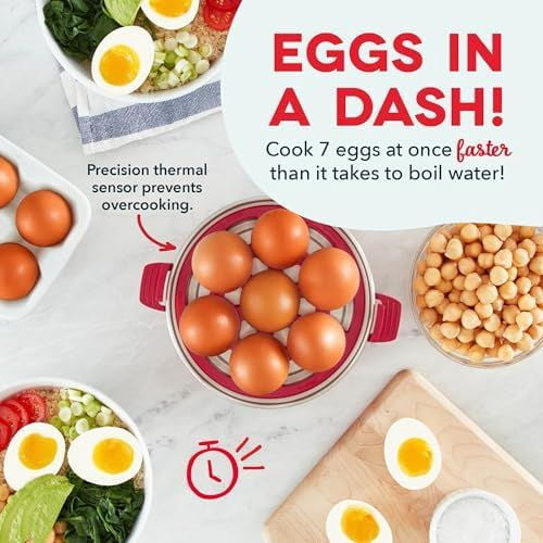 Rapid Egg Cooker: 7 Egg Capacity Electric Egg Cooker for Hard Boiled Eggs, Poached Eggs, Scrambled Eggs, or Omelets.