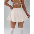 thumbnail image 2 of Womens Tennis Skirt with inner Shorts Pockets Shorts Crossover High Waisted Athletic Skorts Skirts for Golf Running Workout and Yoga Sports Activewear Off-white M, 2 of 7