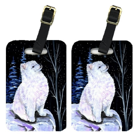 Starry Night American Eskimo Luggage Tags Pair of 2