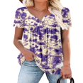 thumbnail image 4 of CHOK Hauts d'Été à Manches Courtes pour Femmes Tunique Décontractée Imprimée Florale Col en V Mignon T-Shirts Fluides Blouse, 4 of 6