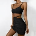 thumbnail image 4 of Conjunto de 2 piezas de traje de falda corta sin mangas sólido Sexy de moda de verano para mujer Pompotops  lopia989955, 4 of 5