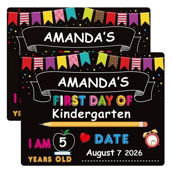WaaHome First Day of School Board Sign - 11"x14" Double Sided Reusable and Erasable 1st First & Last Day of Preschool Pre-K Chalkboard Sign Photo Prop Gift Back to School Supplies for Son Daughter