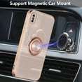 thumbnail image 5 of Electroplated Magnetic Ring Holder Case for iPhone X iPhone Xs, 360 Degree with Rotation Metal Finger Ring Holder Magnet Car Holder Soft Silicone Shockproof Cover for iPhone X/XS - Light Pink, 5 of 13