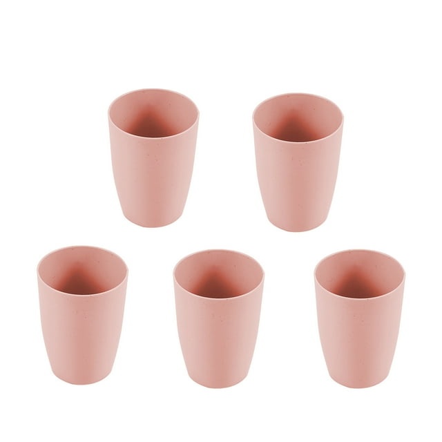 5pcs Wheat Straw Cups Plastic Cups Reusable Unbreakable Drinking Cups Dishwasher Safe Water Glasses Cup Set For Kitchen, Camping, Party