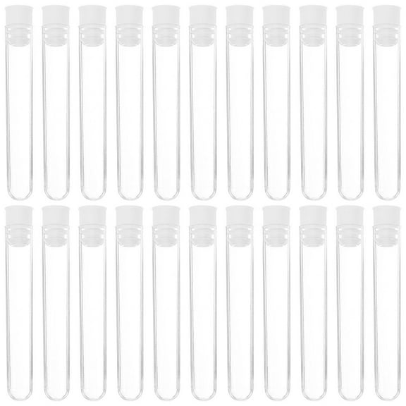 KALLORY 100pcs Clear Test Tubes Plastic Test Tube Kids Test Tubes Storage Tubes with Lids 7ml