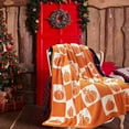thumbnail image 2 of Sac Fall Blanket Orange Pumpkin Throw Blanket For Couch Ribbed Jacquard Soft Decorative Blanket Black White Checkered Pumpkin Throw Blankets For Halloween, 2 of 4