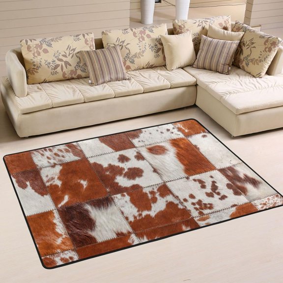 SKYSONIC Cattle Animal Skin Non-Slip Area Rug, Cowhide Floor Carpet Comfort Floor Mats Decor for Indoor Front Porch,Living Room, Bedroom,Kitchen ,36"×24"