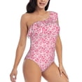 thumbnail image 3 of Goofa pink heart Pattern Women's One Piece Swimsuits Tummy Control Bathing Suits Asymmetric One Shoulder Swimwear-X-Large, 3 of 6