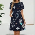 thumbnail image 2 of Space Planets Constellation Dress Summer Street Style Dresses Female Short Sleeve Printed Sundress, 2 of 7