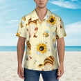 thumbnail image 6 of Picia Watercolor Bee Honey Honeycomb Bee Gentle Cotton Regular Fit Short Sleeve Casual Hawaiian Shirt for Men-, 6 of 9