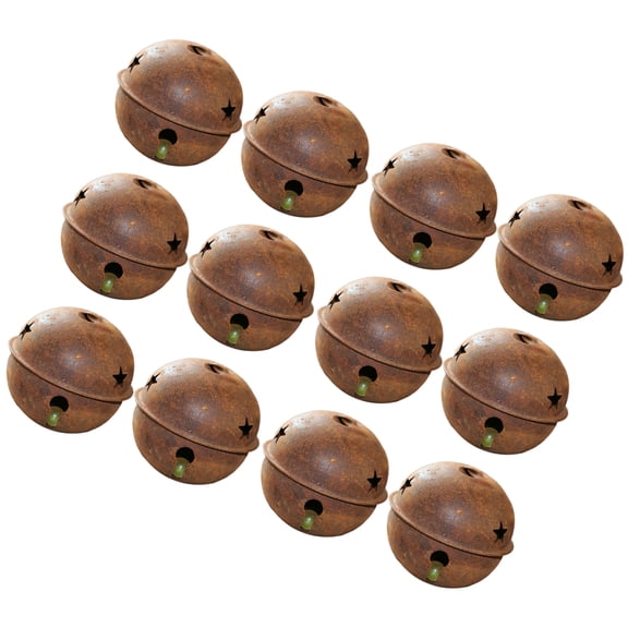 24-Pack Rustic Vintage Christmas Iron Bells with Star Cutouts, Small Coffee-Colored Decorative Bells for Holiday and Seasonal Decor