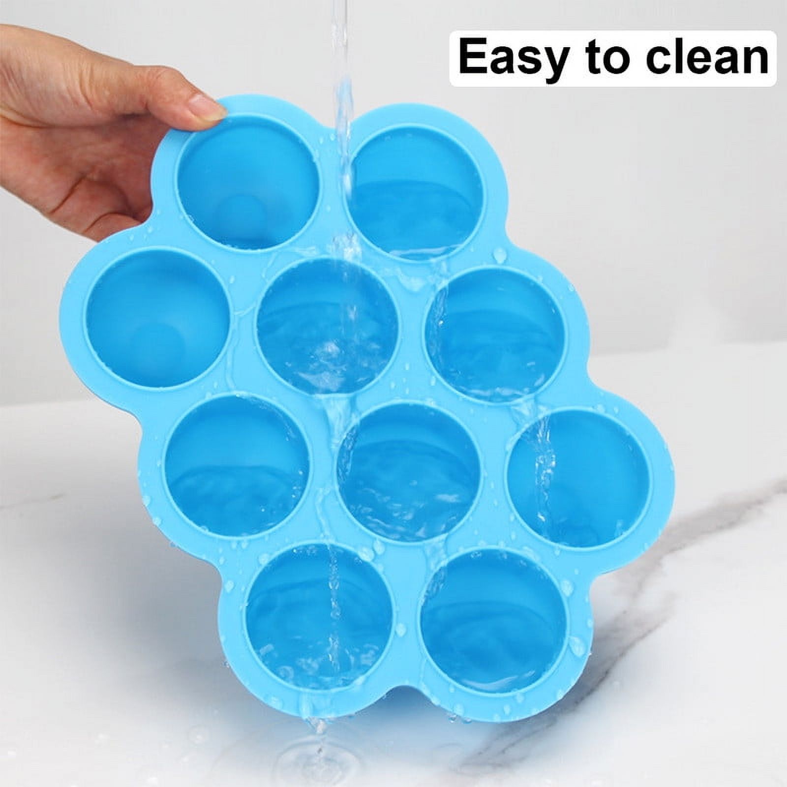 MZHICH Freezer Silicone Tray with Lid Blue for Baby Food Blue