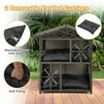 thumbnail image 6 of Gymax Outdoor Rattan Cat House 2-Tier Wicker Windows Removable Cushions Large Entrance, 6 of 10