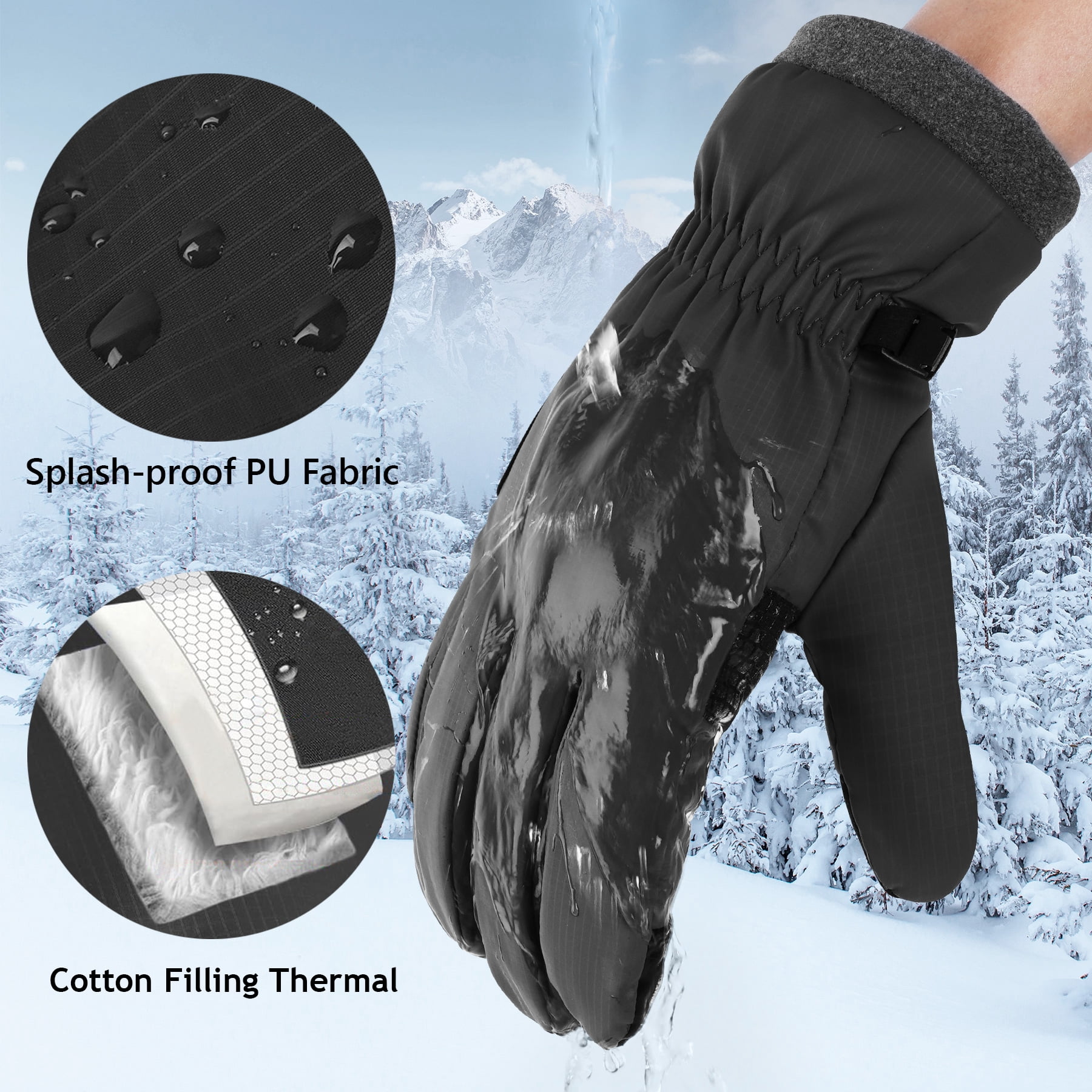Sukeen Winter Gloves Men Women Touchscreen Warm Gloves Waterproof Windproof Anti Slip Cold Weather Running Hiking Cycling Driving Black L