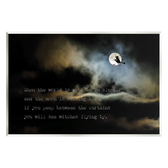 Stupell Industries Witch Flying By Moon Holiday Painting Unframed Art Print Wall Art, 19 x 13