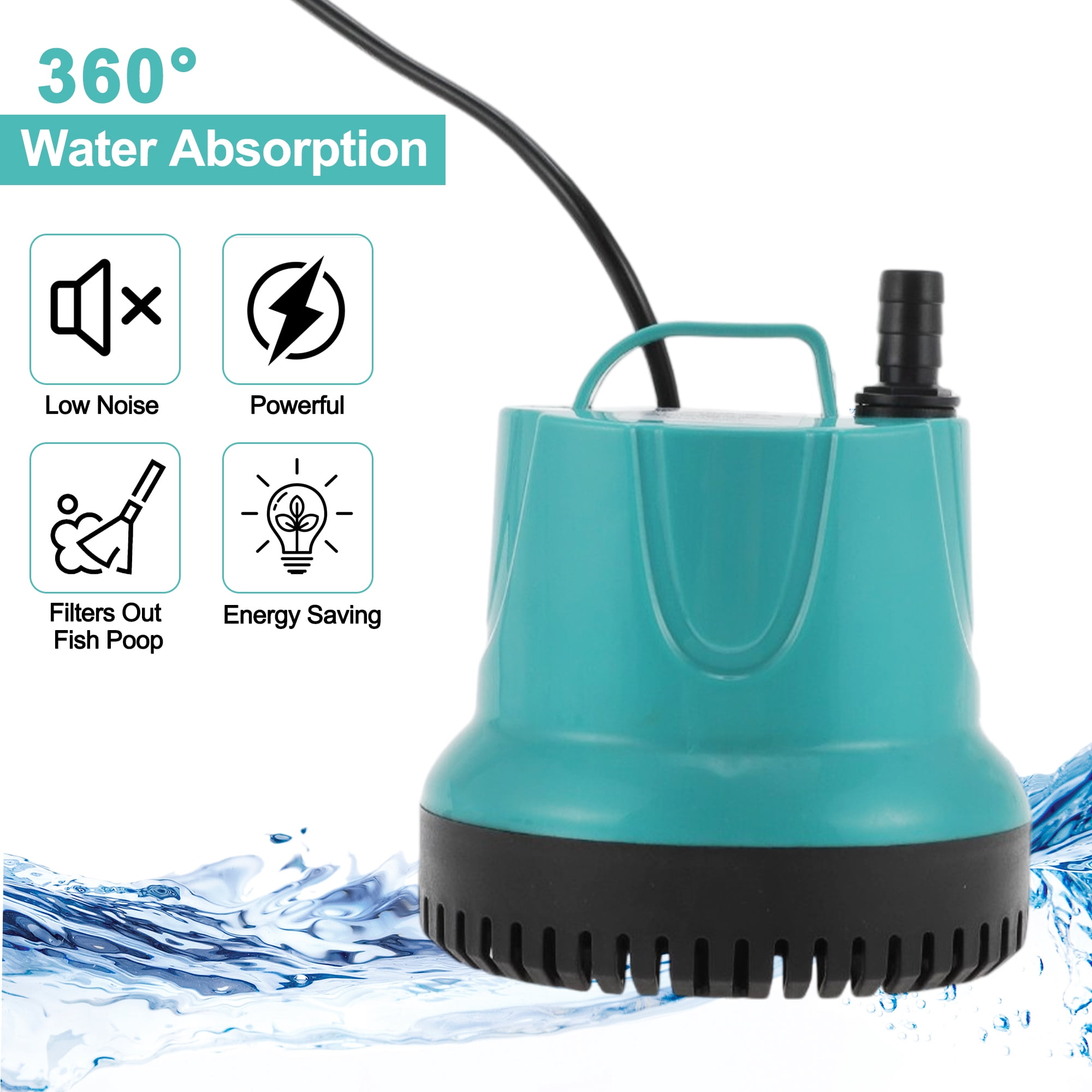 Unique Bargains Submersible Water Pump 60W Fountain Pump for Outdoor Hydroponic Submersible Pump Small Sump Pump for Aquarium Fish Tank Lake Blue