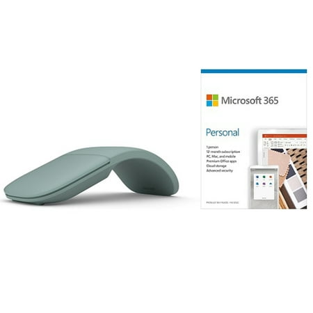 Microsoft Arc Mouse Sage + Microsoft 365 Personal 1 Year Subscription For 1 User - PC/Mac Keycard for Microsoft 365 Personal - Wireless Connectivity for Mouse - Bluetooth Low Energy - BlueTrack Enable