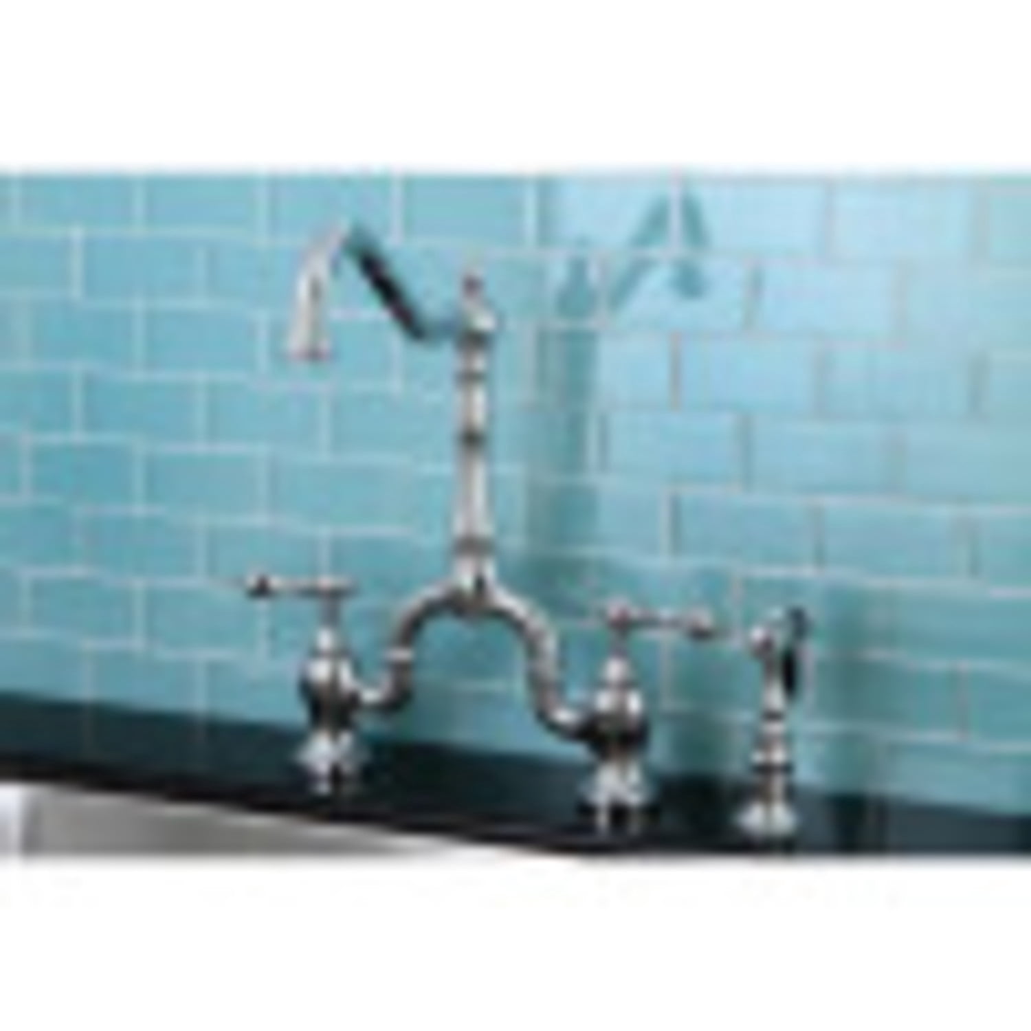 Kingston Brass KS7751ALBS English Country Kitchen Bridge Faucet with Brass Sprayer, Polished Chrome