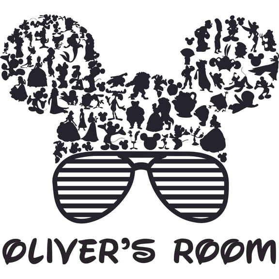 Sunglasses Character Cartoon Design Customized Name Wall Decal -Custom Vinyl Wall Art - Personalized Name - Baby Girl Boy Kids Bedroom Wall Decal Room Decor Sticker Decoration Size (30x27 inch)