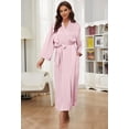 thumbnail image 2 of HEARTNICE Women's Silk Full-length Robe, Soft Satin Lightweight Bathrobe,(Dusty Pink,L), 2 of 6