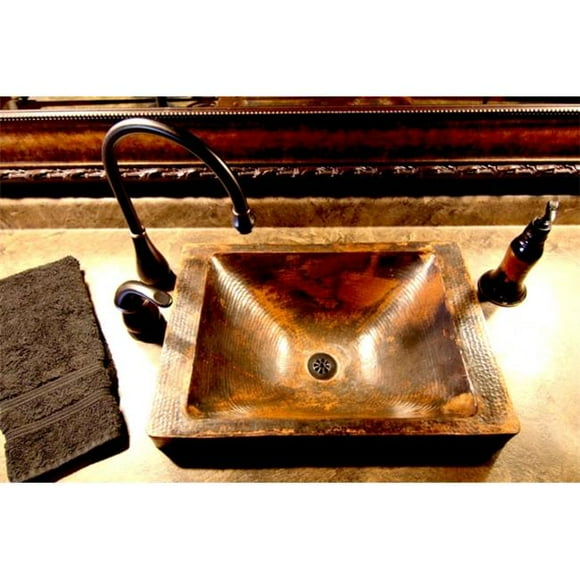 Novatto TCU-013NA SANTA CRUZ Rectangle Surface Mount Copper Sink with Natural Finish 20-Inch Width Copper Brown