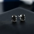thumbnail image 3 of Gem Stone King 925 Sterling Silver Black Sapphire Stud Earrings for Women Men | 3.32 Cttw | Gemstone September Birthstone | Oval 8X6MM, 3 of 4