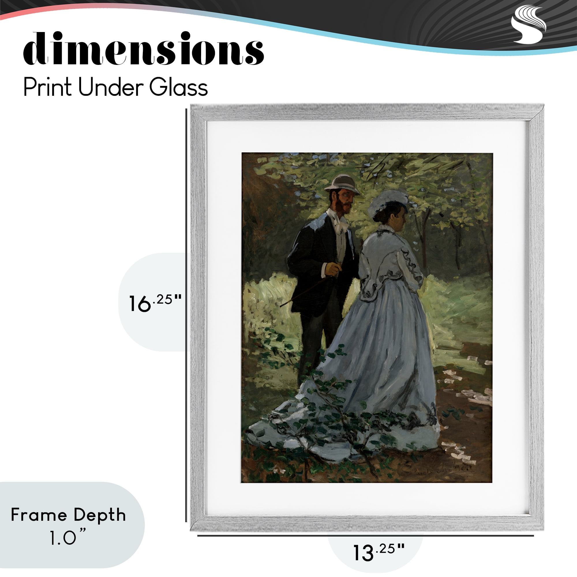 Stupell Industries Bazille & Camille in Nature Gray Framed Print Under Glass, design by Tina LeCour