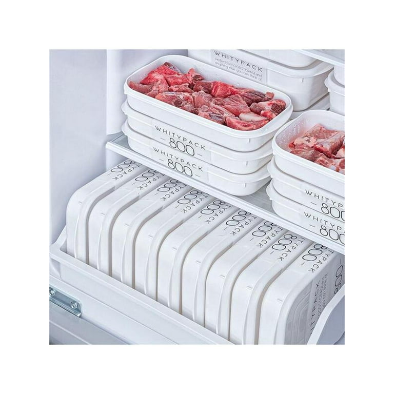  RabyLeo Japanese-style refrigerator storage box one person eats  frozen meat sub-compartment box frozen fresh-keeping food sauce sealed  sub-package box. (Transparent & Small 4-Piece Set): Home & Kitchen