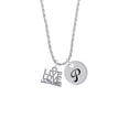 thumbnail image 2 of Delight Jewelry Silvertone Live Love Lacrosse Silvertone Script Initial Disc - P - Charm Necklace, 20"+3", 2 of 4