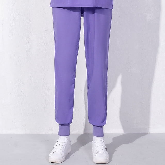 Jsaierl Women's Elastic Waisted Lounge Scrub Pants, Solid Color, Loose Fit, with Pocket