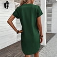 thumbnail image 6 of Lime Green Brunch for Teen Girls Fall Summer Short Sleeve V Neck Faux Linen Mini Short Plain Dresses Womens 2026 Clothes Fashion Y2K S, 6 of 7