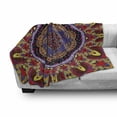 thumbnail image 3 of Mandala Soft Flannel Fleece Throw Blanket, Vintage Style Wedding Invitation Card with Mandala Motif Flower Illustration, Cozy Plush for Indoor and Outdoor Use, 50" x 70", Maroon and Red, by Ambesonne, 3 of 6
