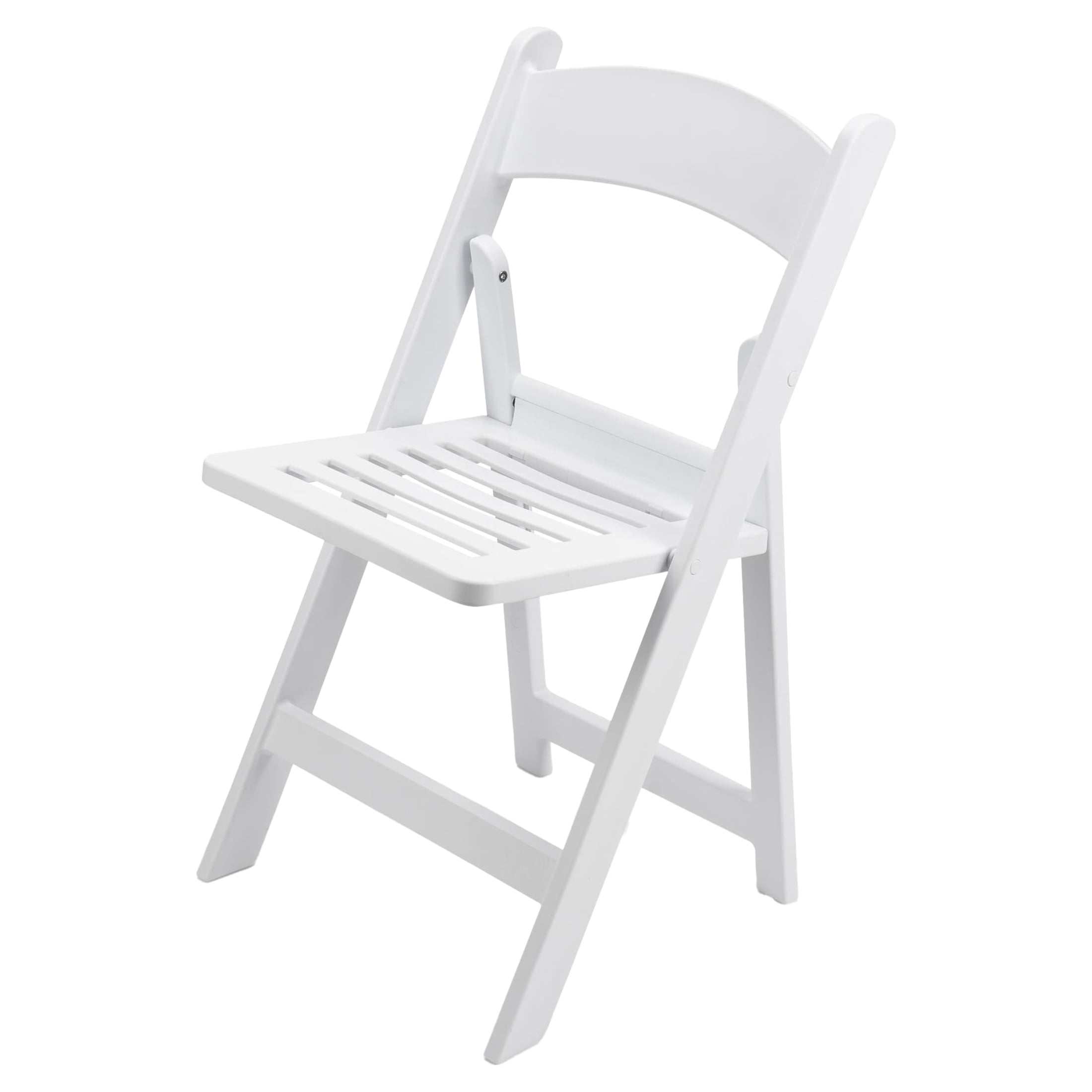 TitanPRO White Resin Folding Chairs with Slatted Seats, 4 Pack