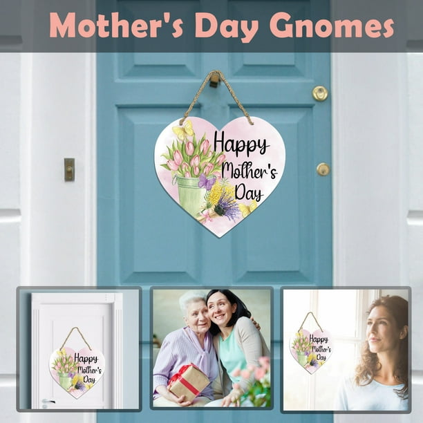 Xihbxyly Letrero de Bienvenida En Forma de Corazón, Decoración Creativa para El Día de La Madre, Adorno Festivo de Madera, para Uso En Interiores y Exteriores, para Puerta de Entrada, Decoración para