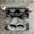 thumbnail image 3 of Ambesonne Modern Quilted Bedspread Set 3 Pcs, Wild Gorilla Orange Eyes, King Size, Grey Marigold, 3 of 3