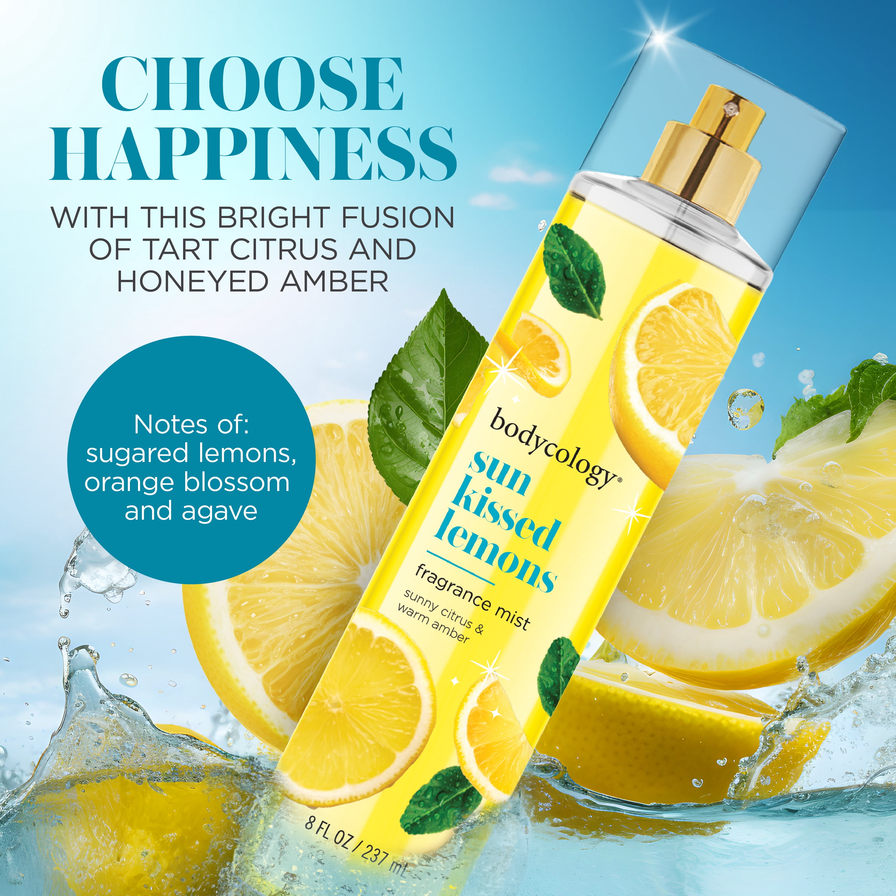 Bodycology Fragrance Body Mist, Sun Kissed Lemons, 8 fl oz