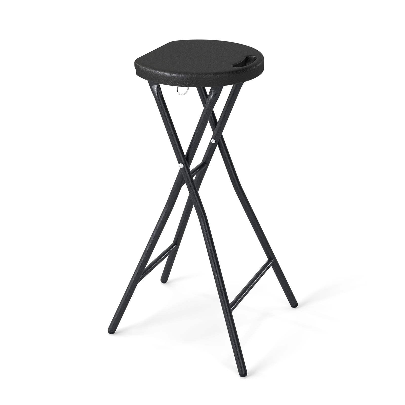 Gymax Folding Bar Stool 27.5'' Counter Height Backless Bar Chair w/HDPE Seat for Island Black