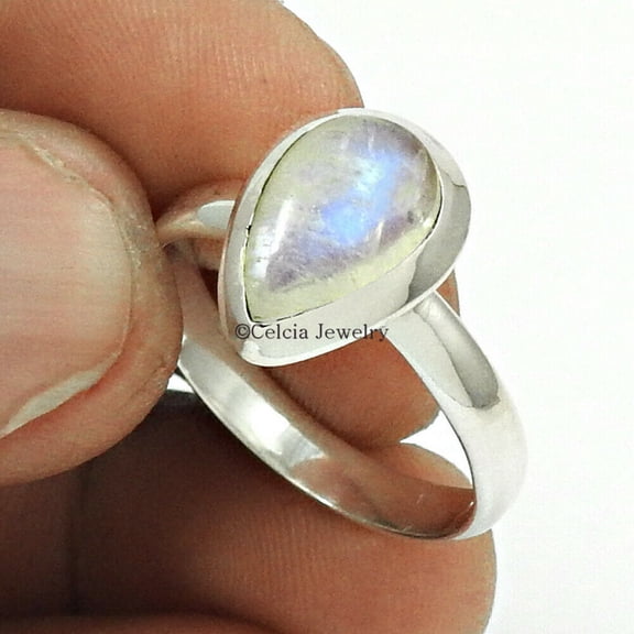 Natural Beautiful Moonstone Gemstone Ring, Pure 925 Sterling Silver Ring, Women Handmade Special Design Jewelry, Solitaire Ring, Proposal Ring, Dainty Ring, Best Gift For Women (moonstone, 7)